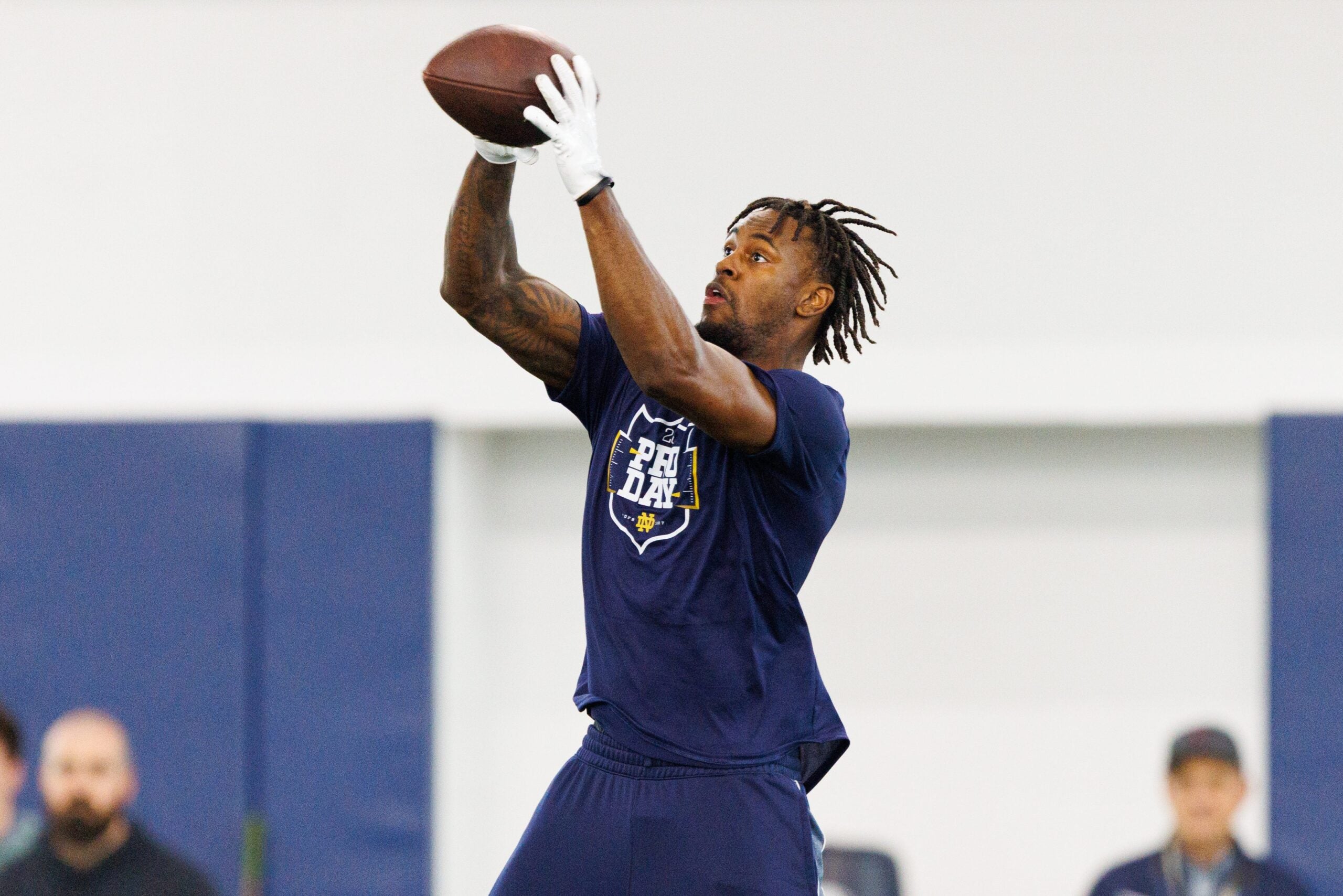 Wide receiver Malachi Fields during Notre Dame football's Pro Day at Irish Athletic Center on Tuesday, March 24, 2026, in South Bend.