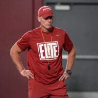 Head coach Brent Venables walks on the field during an Oklahoma (OU) football practice in Norman, Okla., on Wednesday, March 25, 2026.