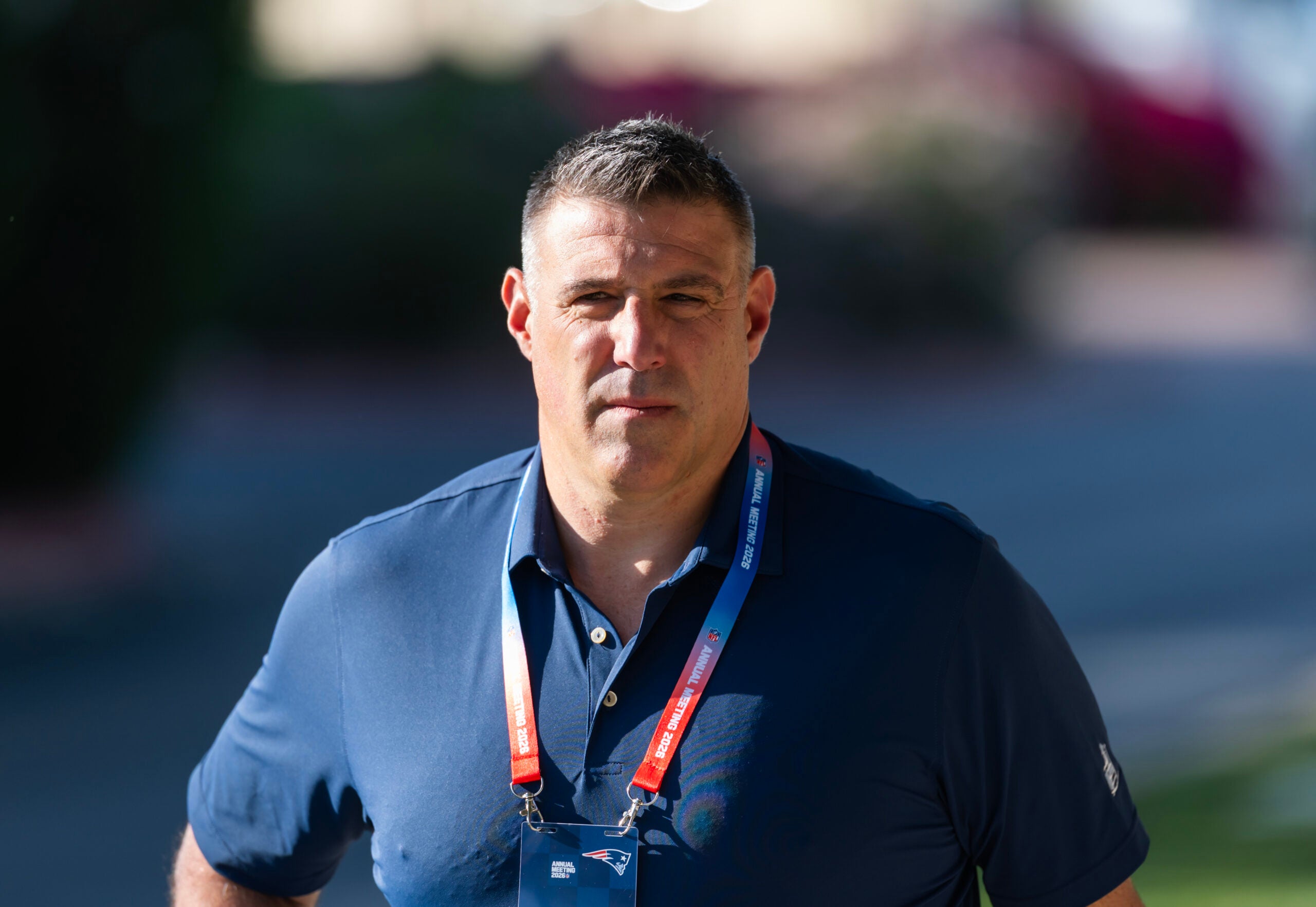 Mar 30, 2026; Phoenix, AZ, USA; New England Patriots head coach Mike Vrabel during the 2026 NFL Annual League Meeting at the Arizona Biltmore.