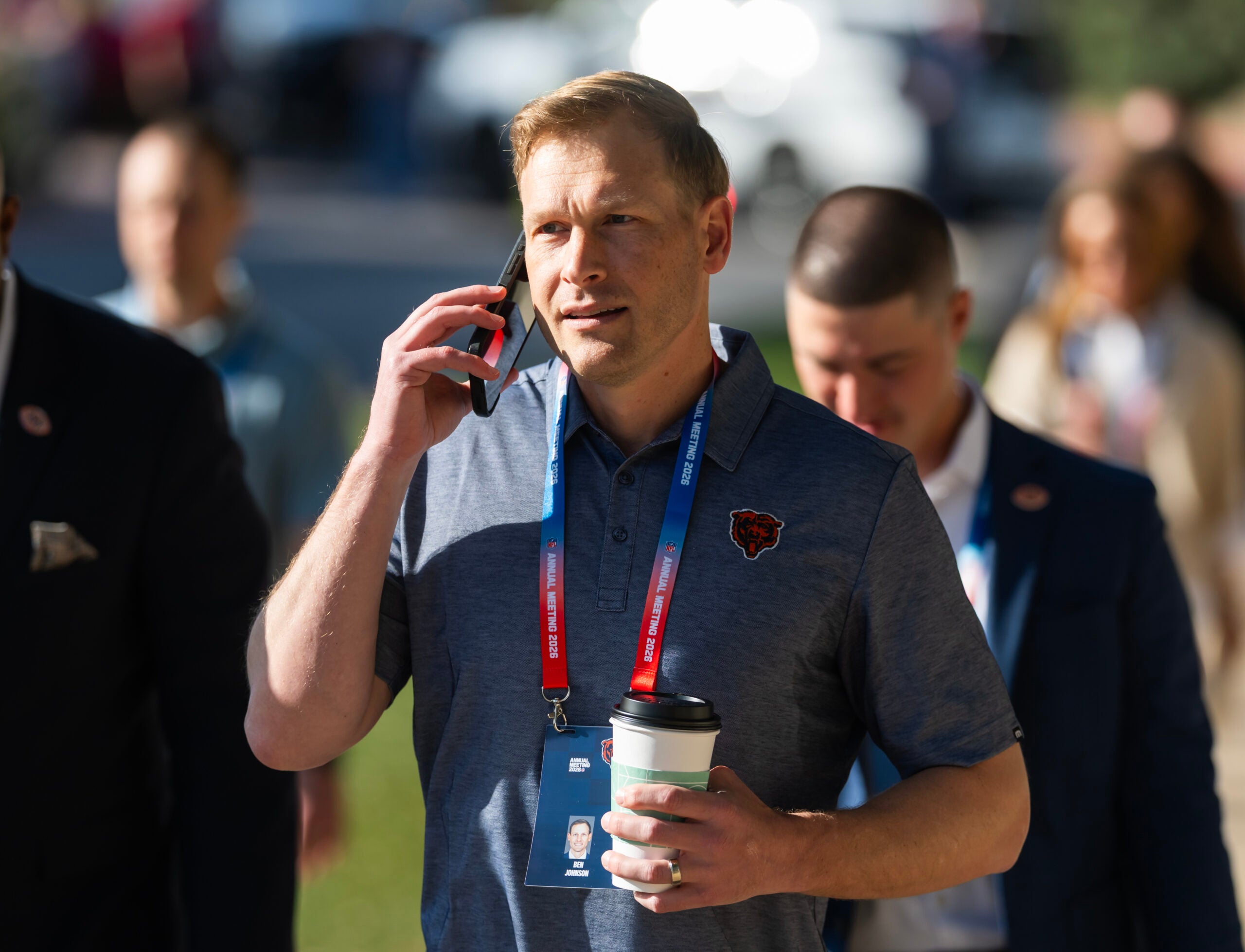 Mar 30, 2026; Phoenix, AZ, USA; Chicago Bears head coach Ben Johnson during the 2026 NFL Annual League Meeting at the Arizona Biltmore.
