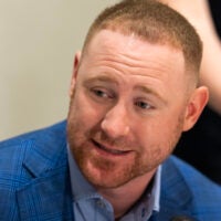 Mar 31, 2026; Phoenix, AZ, USA; Buffalo Bills head coach Joe Brady during the 2026 NFL Annual League Meeting at the Arizona Biltmore.