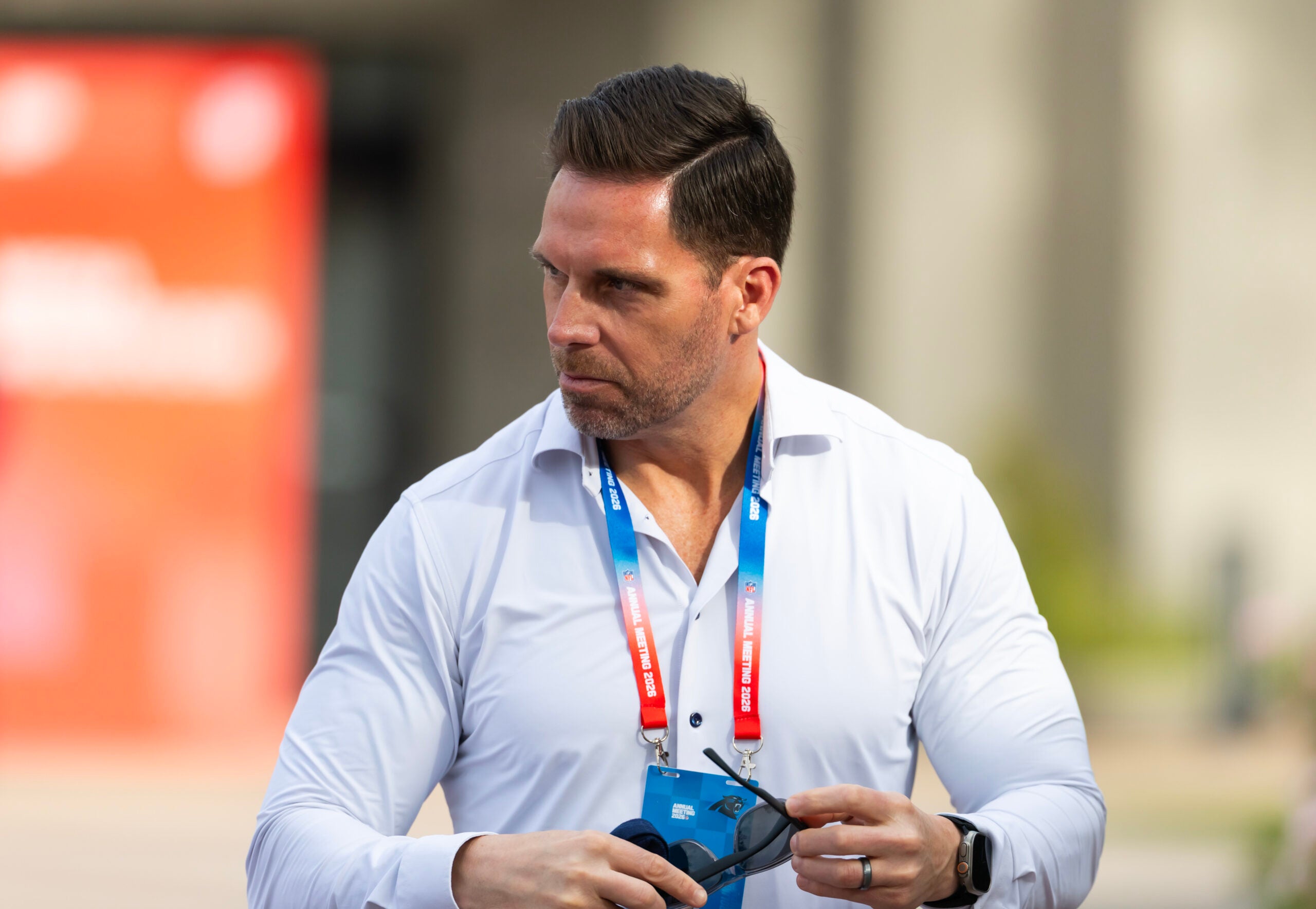 Mar 31, 2026; Phoenix, AZ, USA; Carolina Panthers general manager Dan Morgan during the 2026 NFL Annual League Meeting at the Arizona Biltmore.