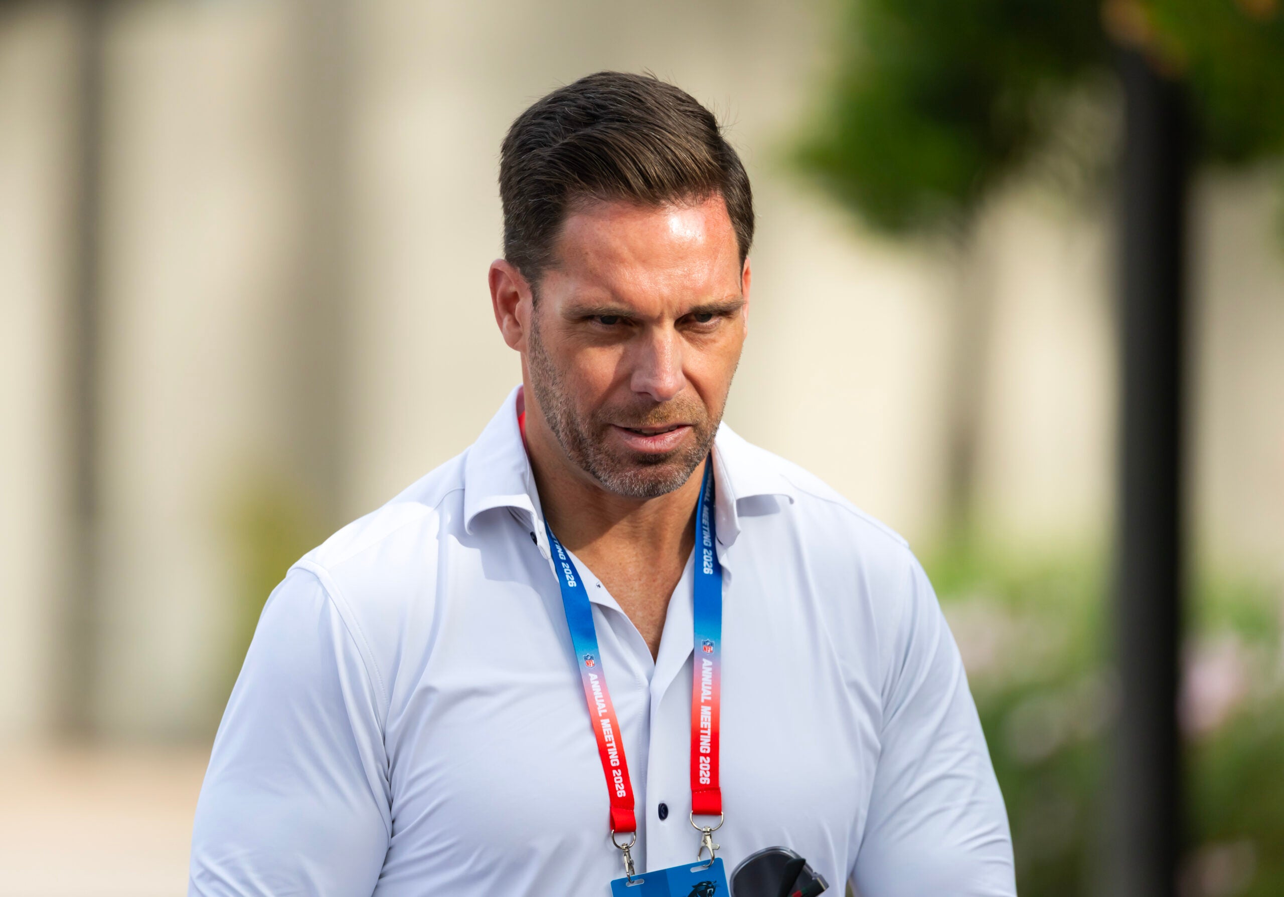Mar 31, 2026; Phoenix, AZ, USA; Carolina Panthers general manager Dan Morgan during the 2026 NFL Annual League Meeting at the Arizona Biltmore.