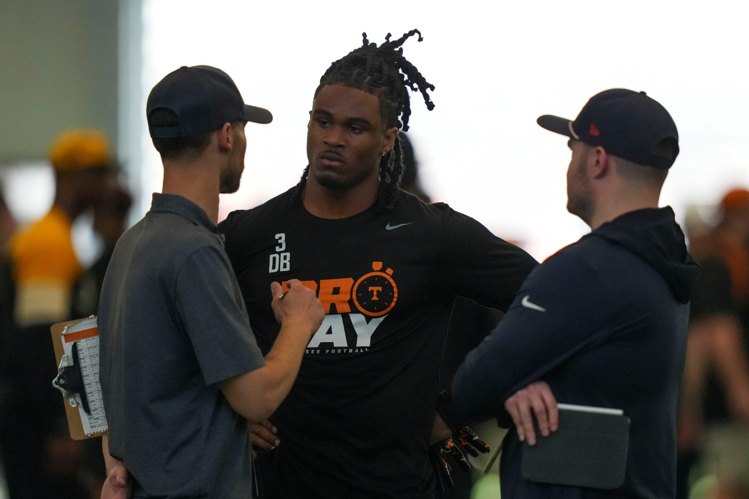 Jermod McCoy during Tennessee Football Pro Day 2026, at University of Tennessee on March 31, 2026.