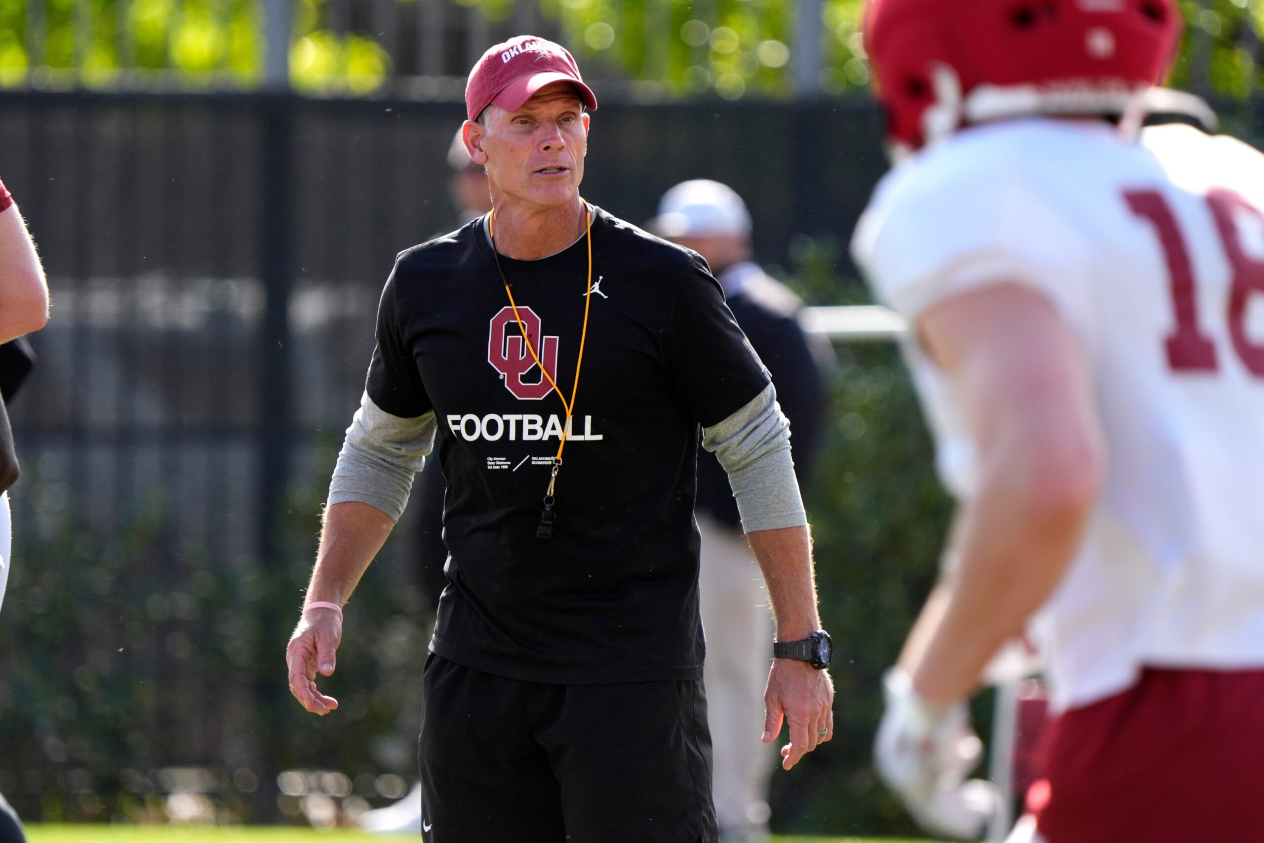 Oklahoma Sooners head coach Brent Venables 2027 wide receiver Charles Tre Britton
