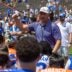 Florida head coach Jon Sumrall speaks to the team after the Orange and Blue game at Steve Spurrier Field at Ben Hill Griffin Stadium in Gainesville, FL on Saturday, April 11, 2026.