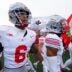 Nov 4, 2023; Piscataway, New Jersey, USA; Ohio State Buckeyes safety Sonny Styles (6) and cornerback Davison Igbinosun (1) take the field prior to the NCAA football game against the Rutgers Scarlet Knights at SHI Stadium. Ohio State won 35-16.