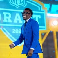 Apr 23, 2026; Pittsburgh, PA, USA; Tennessee Volunteers defensive back Colton Hood is introduced before the 2026 NFL Draft at Acrisure Stadium.