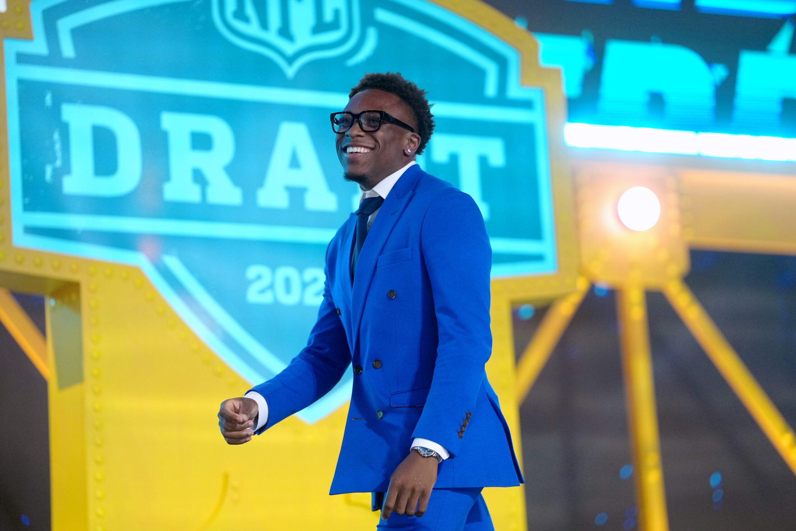 Apr 23, 2026; Pittsburgh, PA, USA; Tennessee Volunteers defensive back Colton Hood is introduced before the 2026 NFL Draft at Acrisure Stadium.