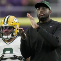 Green Bay Packers assistant defensive line coach Vince Oghobaase is shown before their game Sunday, December 29, 2024 at U.S. Bank Stadium in Minneapolis, Minnesota. The Minnesota Vikings beat the Green Bay Packers 27-25.