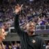 Nov 27, 2023; Minneapolis, Minnesota, USA; Ex Minnesota Viking Adrian Peterson salutes the crowd in the third quarter in a game against the Chicago Bears at U.S. Bank Stadium.