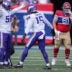 Sep 8, 2024; East Rutherford, New Jersey, USA; Minnesota Vikings linebacker Jonathan Greenard (58) celebrates a sack with linebacker Dallas Turner (15) during the first half against the New York Giants at MetLife Stadium.