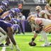 Sep 15, 2024; Minneapolis, Minnesota, USA; The line of scrimmage during the game between the Minnesota Vikings and the San Francisco 49ers at U.S. Bank Stadium.
