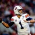 Nov 30, 2024; Tuscaloosa, Alabama, USA; Auburn Tigers quarterback Payton Thorne (1) throws against the Alabama Crimson Tide during the second quarter at Bryant-Denny Stadium.