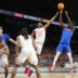 Apr 7, 2025; San Antonio, TX, USA; Florida Gators guard Denzel Aberdeen (11) shoots over Houston Cougars guard Terrance Arceneaux (23) in the first half in the national championship game of the Final Four of the 2025 NCAA Tournament at the Alamodome.