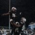 St. Peter Prep's Amari Jones (10) celebrates with his teammate Olubobola Oluwasemilore (52) during a high school football game between St. Peters Prep and Paramus Catholic in Jersey City on Friday, Aug. 29, 2025.