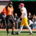 Nov 29, 2025; Stillwater, Oklahoma, USA; Oklahoma State Cowboys wide receiver Terrill Davis (2) reacts after a play during the second half against the Iowa State Cyclones at Boone Pickens Stadium.