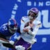 Dec 21, 2025; East Rutherford, New Jersey, USA; New York Giants defensive end Chauncey Golston (57) sacks Minnesota Vikings quarterback J.J. McCarthy (9) during the first half at MetLife Stadium.