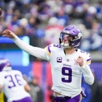 Minnesota Vikings quarterback J.J. McCarthy (9) throws the ball during a game against New York Giants at MetLife Stadium, Dec 21, 2025, East Rutherford, NJ, USA