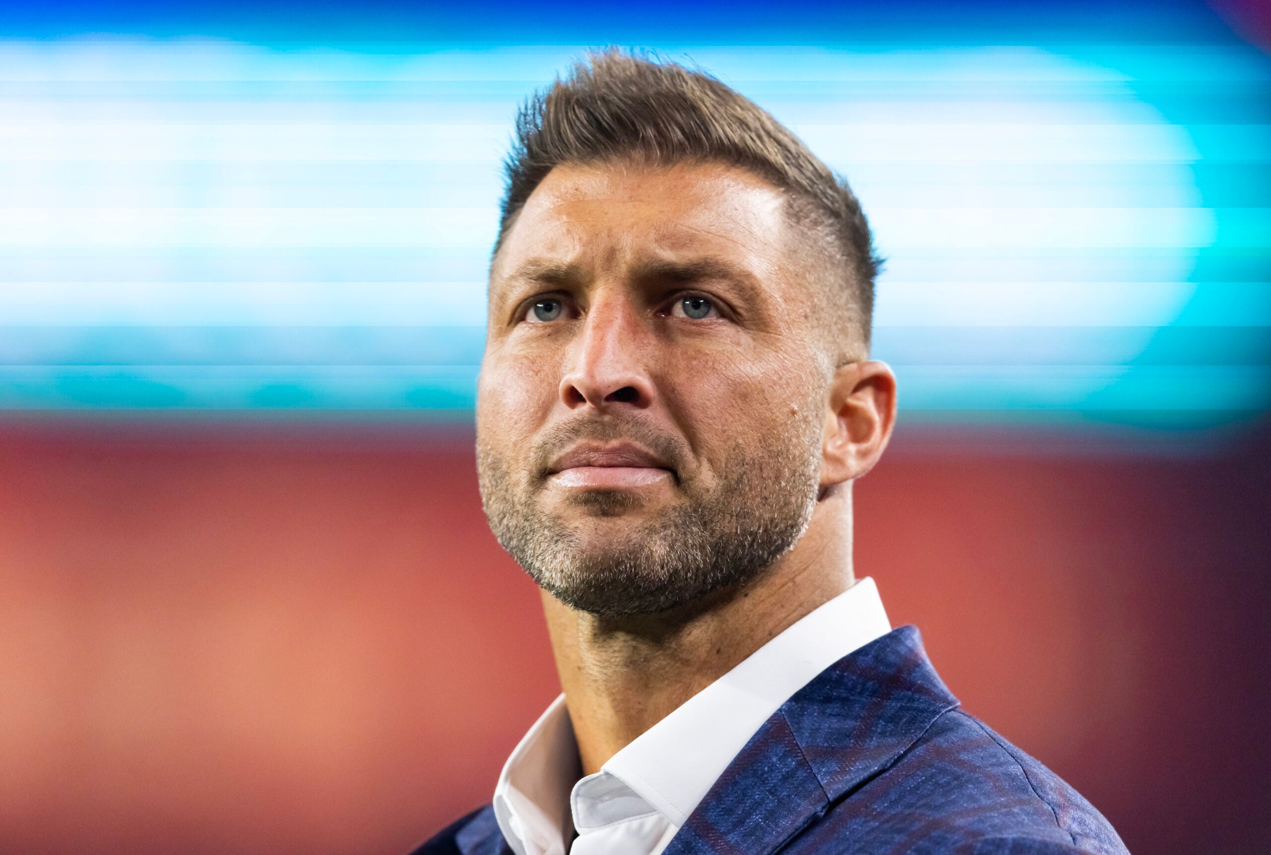 Jan 8, 2026; Glendale, AZ, USA; Tim Tebow in attendance of the Mississippi Rebels against the Miami Hurricanes in the 2026 Fiesta Bowl and semifinal game of the College Football Playoff at State Farm Stadium.