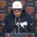 Chicago Bears head coach Ben Johnson on the podium prior to the first day of rookie minicamp.