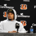 Bengals safety Bryan Cook speaks to the media during a press conference at Paycor Stadium in Cincinnati on Thursday, March 12, 2026.