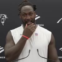 Carolina Panthers linebacker Devin Lloyd speaks with the media following the first day of OTAs.
