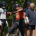 Chicago Bears quarterback Caleb Williams makes a play during OTAs.