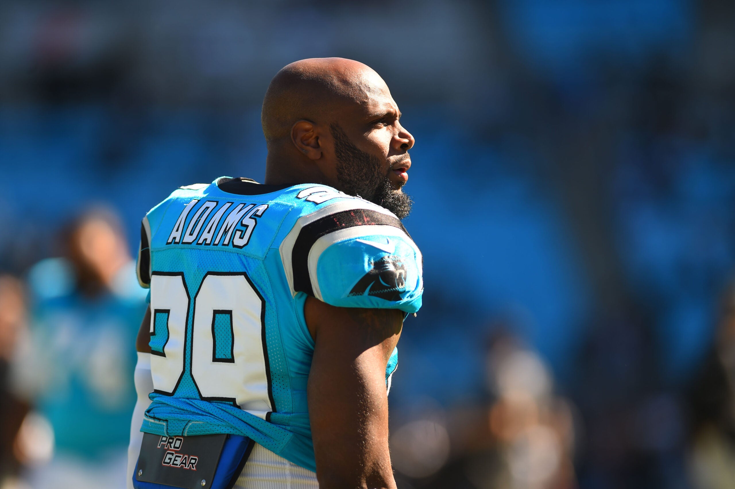 Oct 28, 2018; Charlotte, NC, USA; Carolina Panthers free safety Mike Adams (29) before the game at Bank of America Stadium.