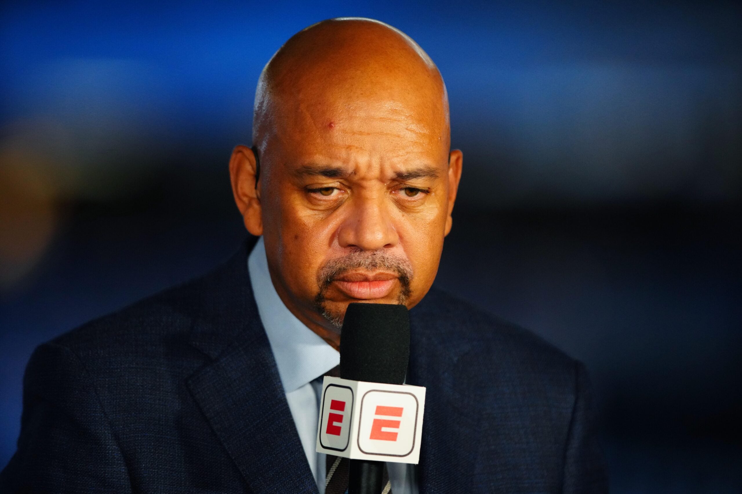 Jul 11, 2021; Milwaukee, Wisconsin, USA; ESPN reporter Michael Wilbon prior to the Phoenix Suns against the Milwaukee Bucks in game three of the 2021 NBA Finals at Fiserv Forum.