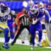 Sep 8, 2022; Inglewood, California, USA; Buffalo Bills wide receiver Stefon Diggs (14) runs the ball defended by Los Angeles Rams linebacker Terrell Lewis (52) in the second quarter at SoFi Stadium.