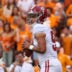 Oct 15, 2022; Knoxville, Tennessee, USA; Alabama Crimson Tide quarterback Bryce Young (9) looks to pass the ball against the Tennessee Volunteers during the first quarter at Neyland Stadium.