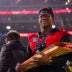 Jan 9, 2023; Inglewood, CA, USA; Georgia Bulldogs linebacker Nolan Smith (4) celebrates with the championship trophy after defeating the TCU Horned Frogs during the CFP national championship game at SoFi Stadium.