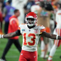 Feb 12, 2023; Glendale, Arizona, US; Kansas City Chiefs safety Nazeeh Johnson (13) during Super Bowl LVII at State Farm Stadium.