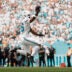 Nov 19, 2023; Miami Gardens, Florida, USA; Miami Dolphins running back Salvon Ahmed (26) reacts after scoring a touchdown against the Las Vegas Raiders during the second quarter at Hard Rock Stadium.