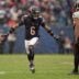 Dec 31, 2023; Chicago, Illinois, USA; Chicago Bears defensive back Kyler Gordon (6) celebrates after making an interception against the Atlanta Falcons at Soldier Field.