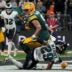 Sep 6, 2024; Sao Paulo, BRA; Green Bay Packers wide receiver Christian Watson (9) catches a touchdown against Philadelphia Eagles cornerback Avonte Maddox (29) during the second half at Neo Quimica Arena.