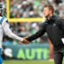 Dec 8, 2024; Philadelphia, Pennsylvania, USA; Carolina Panthers quarterback Bryce Young (9) and offensive coordinator Brad Idzik against the Philadelphia Eagles at Lincoln Financial Field.