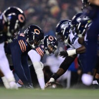 Dec 26, 2024; Chicago, Illinois, USA; The Chicago Bears and Seattle Seahawks line up during the first quarter at Soldier Field.