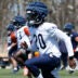 May 9, 2025; Lake Forest, IL, USA; Chicago Bears defensive back Zah Frazier (20) warms up during the Rookie Minicamp at Halas Hall.