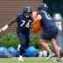 Jun 3, 2025; Lake Forest, IL, USA; Chicago Bears guard Jordan McFadden (74) warms up during minicamp at Halas Hall.