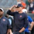 Aug 17, 2025; Chicago, Illinois, USA; Chicago Bears head coach Ben Johnson on the field before a game against the Buffalo Bills at Soldier Field.