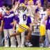 Sep 6, 2025; Baton Rouge, Louisiana, USA; LSU Tigers wide receiver Zavion Thomas (0) is tackled by Louisiana Tech Bulldogs defensive back Jacob Fields (8) during the first half against Louisiana Tech Bulldogs at Tiger Stadium.