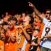 Sep 14, 2025; Cincinnati, Ohio, USA; Cincinnati Bengals fans cheer during the second half against the Jacksonville Jaguars at Paycor Stadium.