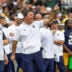 Sep 20, 2025; South Bend, Indiana, USA; Notre Dame Fighting Irish defensive coordinator Chris Ash shouts towards the field against the Purdue Boilermakers during the first half at Notre Dame Stadium.