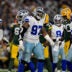 Sep 28, 2025; Arlington, Texas, USA; Dallas Cowboys defensive tackle Osa Odighizuwa (97) celebrates during the game between the Dallas Cowboys and the Green Bay Packers at AT&T Stadium.