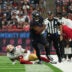 Oct 26, 2025; Houston, Texas, USA; Houston Texans running back Nick Chubb (21) runs out of bounds after a tackle attempt by San Francisco 49ers cornerback Upton Stout (20) during the first quarter at NRG Stadium.