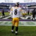 Dec 7, 2025; Baltimore, Maryland, USA; Pittsburgh Steelers quarterback Aaron Rodgers (8) looks on during warmups before the game between the Pittsburgh Steelers and Baltimore Ravens at M&T Bank Stadium.