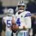 Dec 14, 2025; Arlington, Texas, USA; Dallas Cowboys quarterback Dak Prescott (4) warms up before a game against the Minnesota Vikings at AT&T Stadium.