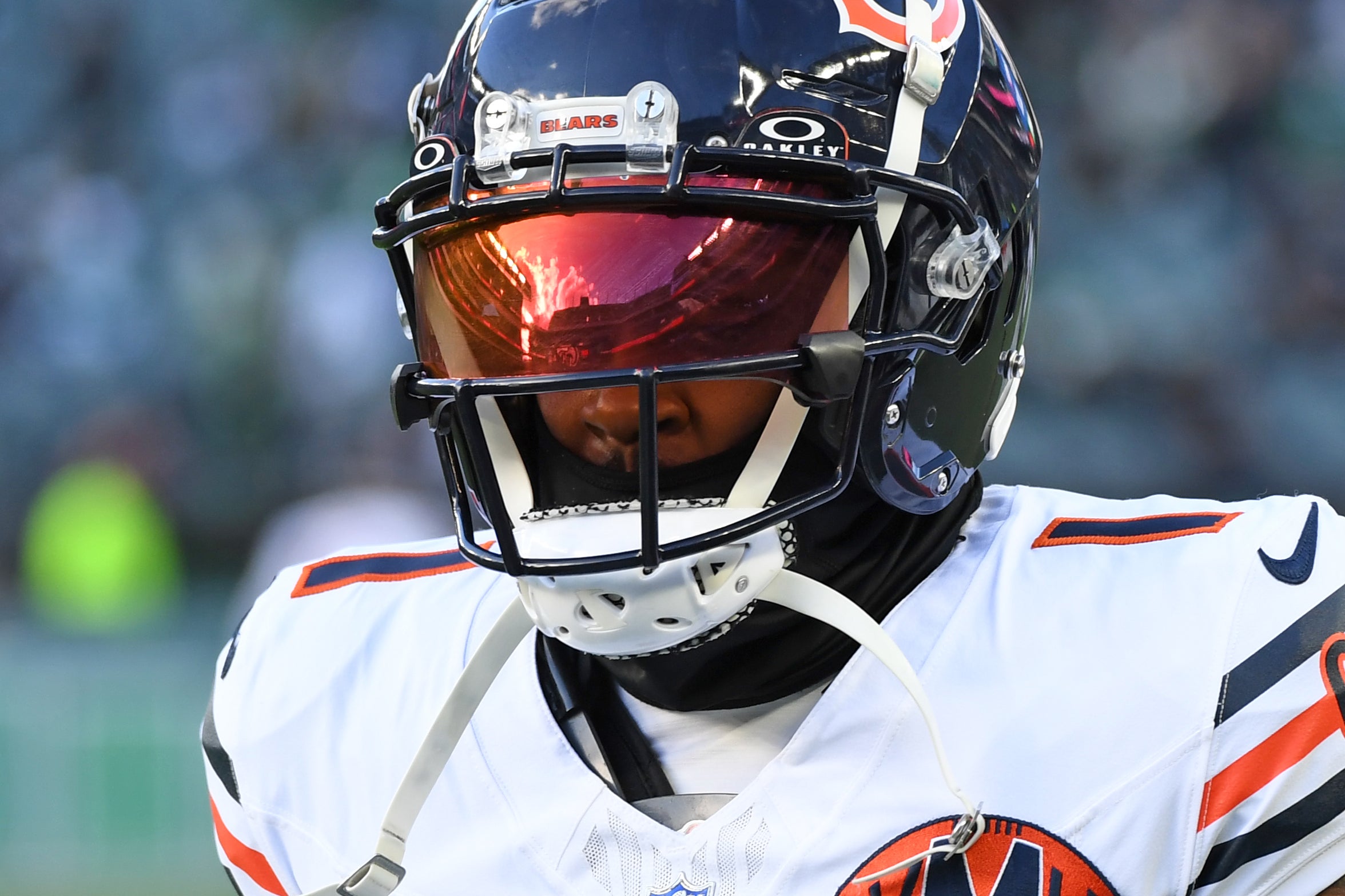 Nov 28, 2025; Philadelphia, Pennsylvania, USA; Chicago Bears cornerback Jaylon Johnson (1) against the Philadelphia Eagles at Lincoln Financial Field.